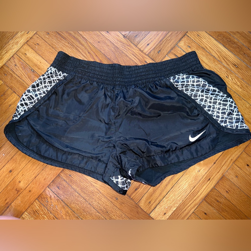 Black and white Nike athletic shorts